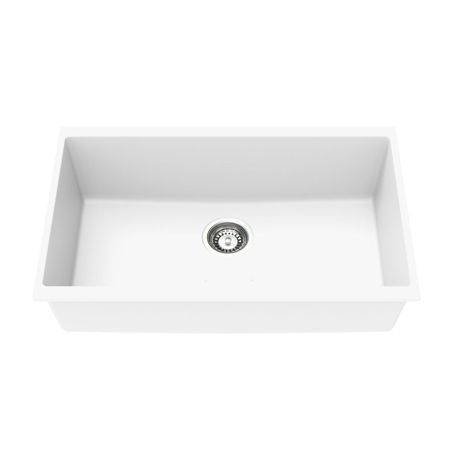 Lukka Crete Granite Single Bowl Kitchen Sink 730MM - Artic White (LK-GSKS730-W)
