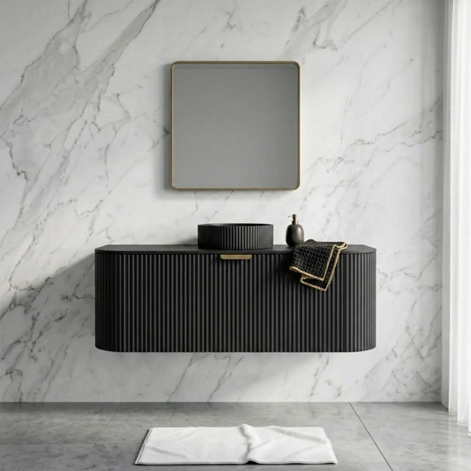 Lukka Agena Modern Single Bowl Wall Hung Vanity - Matte Black / 1200mm (LK-MA1200W-MB)