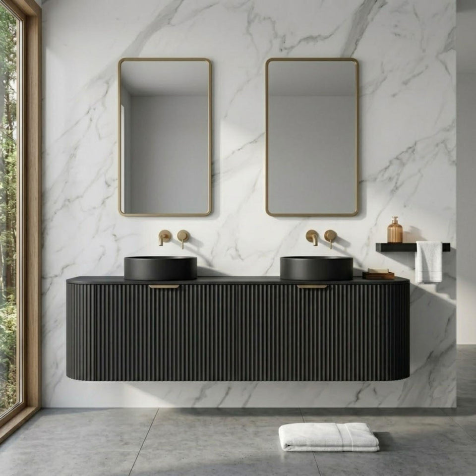 Lukka Agena Modern Double Bowl Wall Hung Vanity