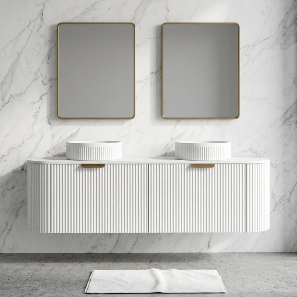 Lukka Agena Modern Double Bowl Wall Hung Vanity - Matte White / 1800mm (LK-MA1800W-MW)