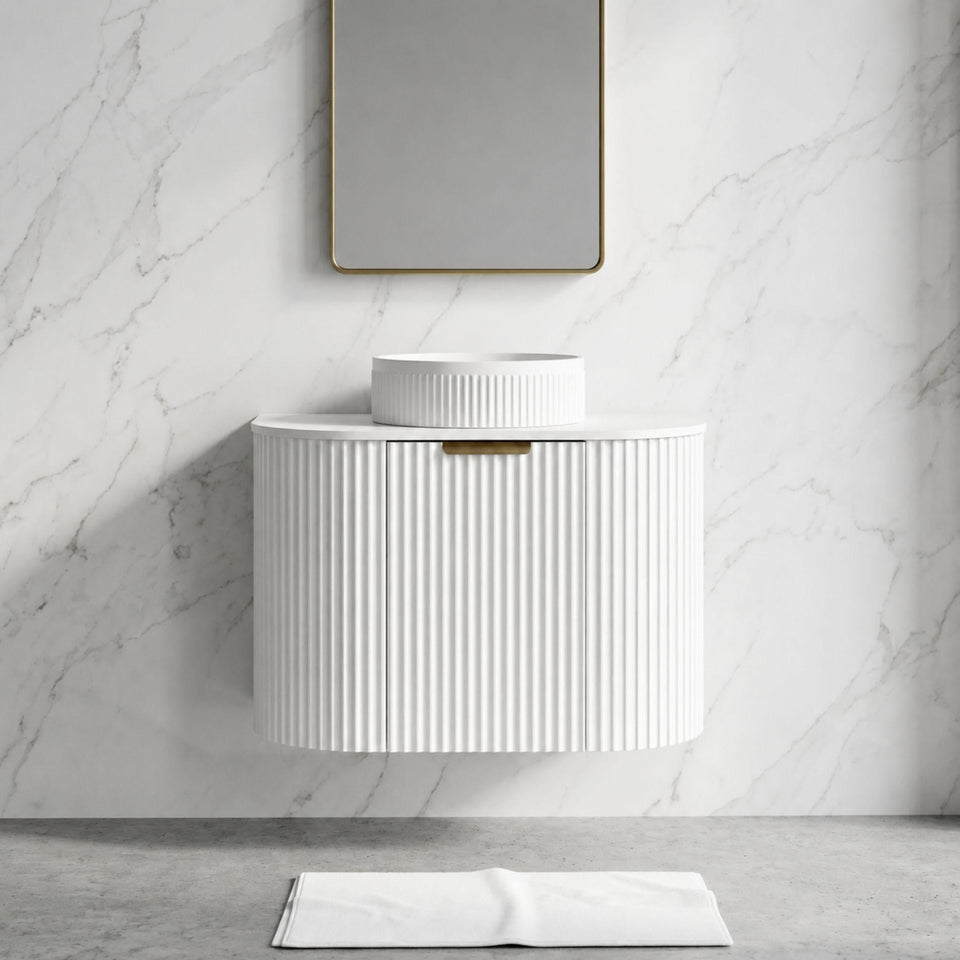 LUKKA AGENA MODERN MATTE WHITE 600MM SINGLE BOWL WALL HUNG VANITY