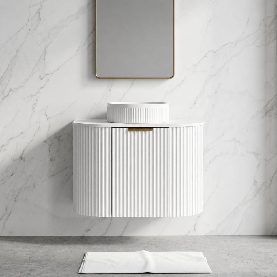 Lukka Agena Modern Single Bowl Wall Hung Vanity - Matte White / 600mm (LK-MA600W-MW)