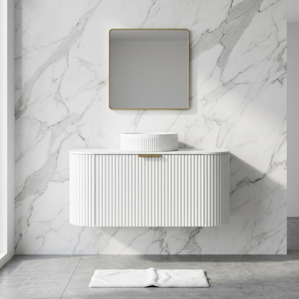 Lukka Agena Modern Single Bowl Wall Hung Vanity - Matte White / 900mm (LK-MA900W-MW)