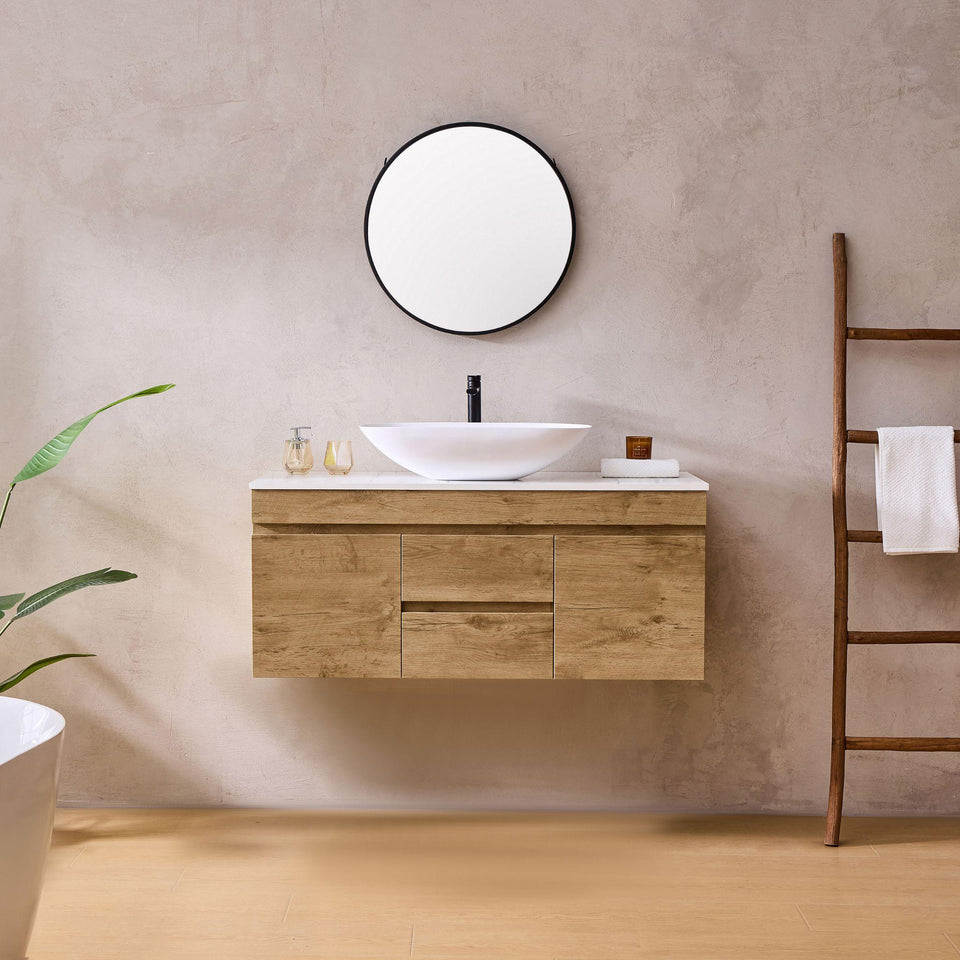 Lukka Camden Modern 1200MM Single Bowl Wall Hung Vanity - Prime Oak (LK-MC1221W-PO)