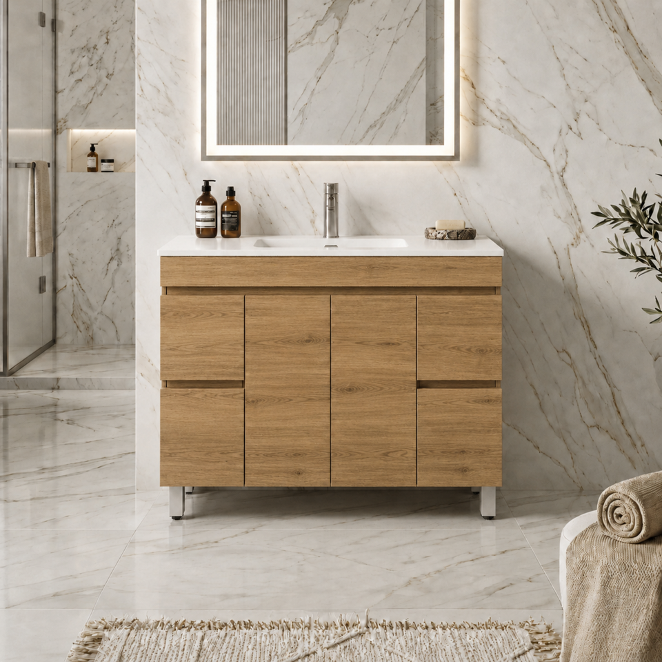 LUKKA CAMDEN MODERN PRIME OAK 1200MM SINGLE BOWL FLOOR STANDING VANITY