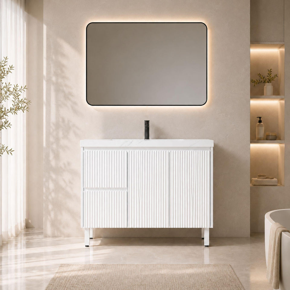 Lukka Crete Modern 1200MM Single Bowl Floor Standing Vanity (Available in Left and Right Hand Drawer)