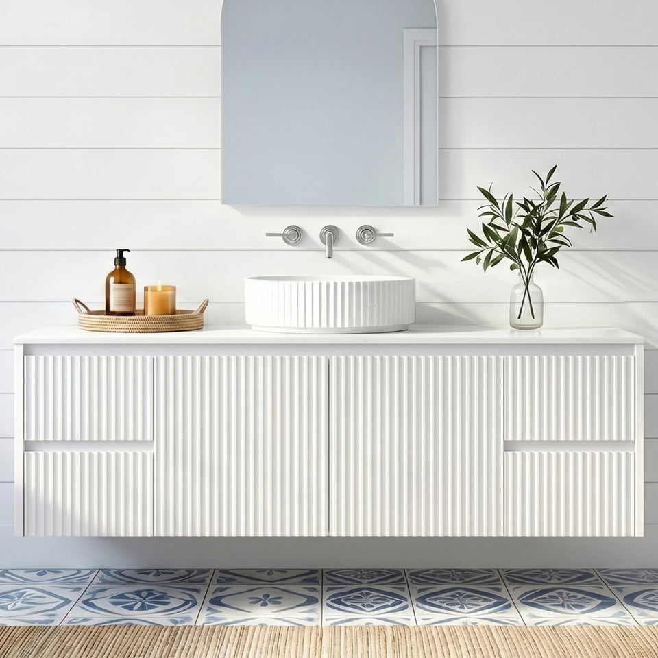 Lukka Crete Modern 1500MM Single Bowl Wall Hung Vanity (Available in Middle, Left and Right Hand Drawer)