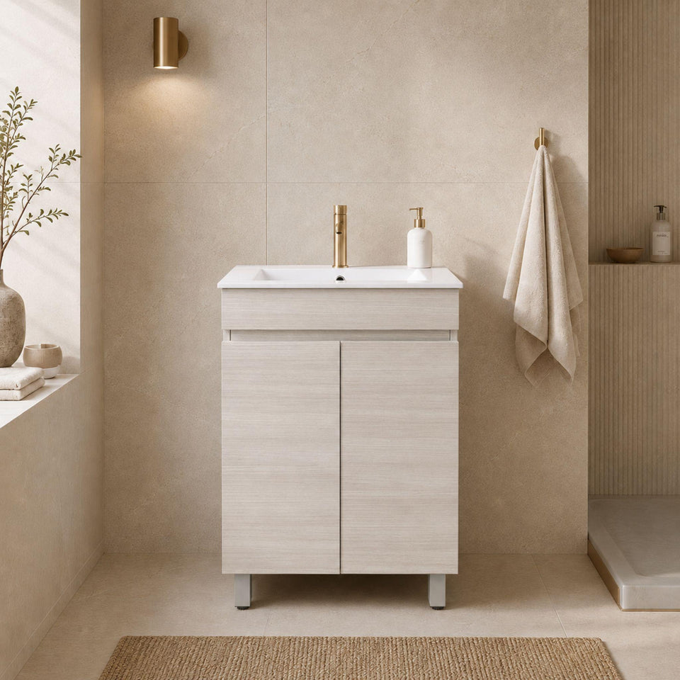 Lukka Camden Ensuite 600MM Space Saving Single Bowl Floor Standing Vanity