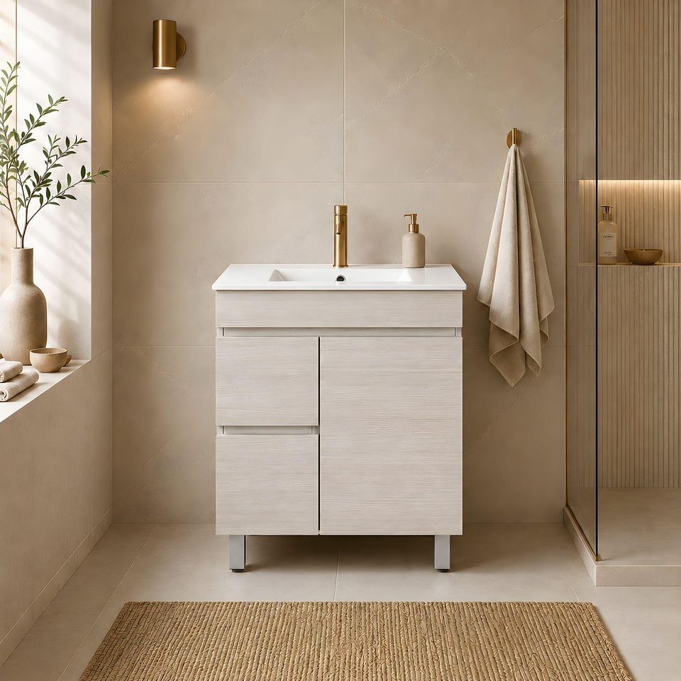 Lukka Camden Ensuite 750MM Space Saving Single Bowl Floor Standing Vanity (Available in Left and Right Hand Drawer)