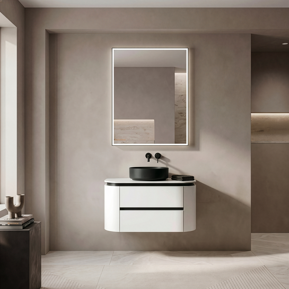 Lukka Curve Single Bowl Wall Hung Vanity - 750mm (LK-MD750W)
