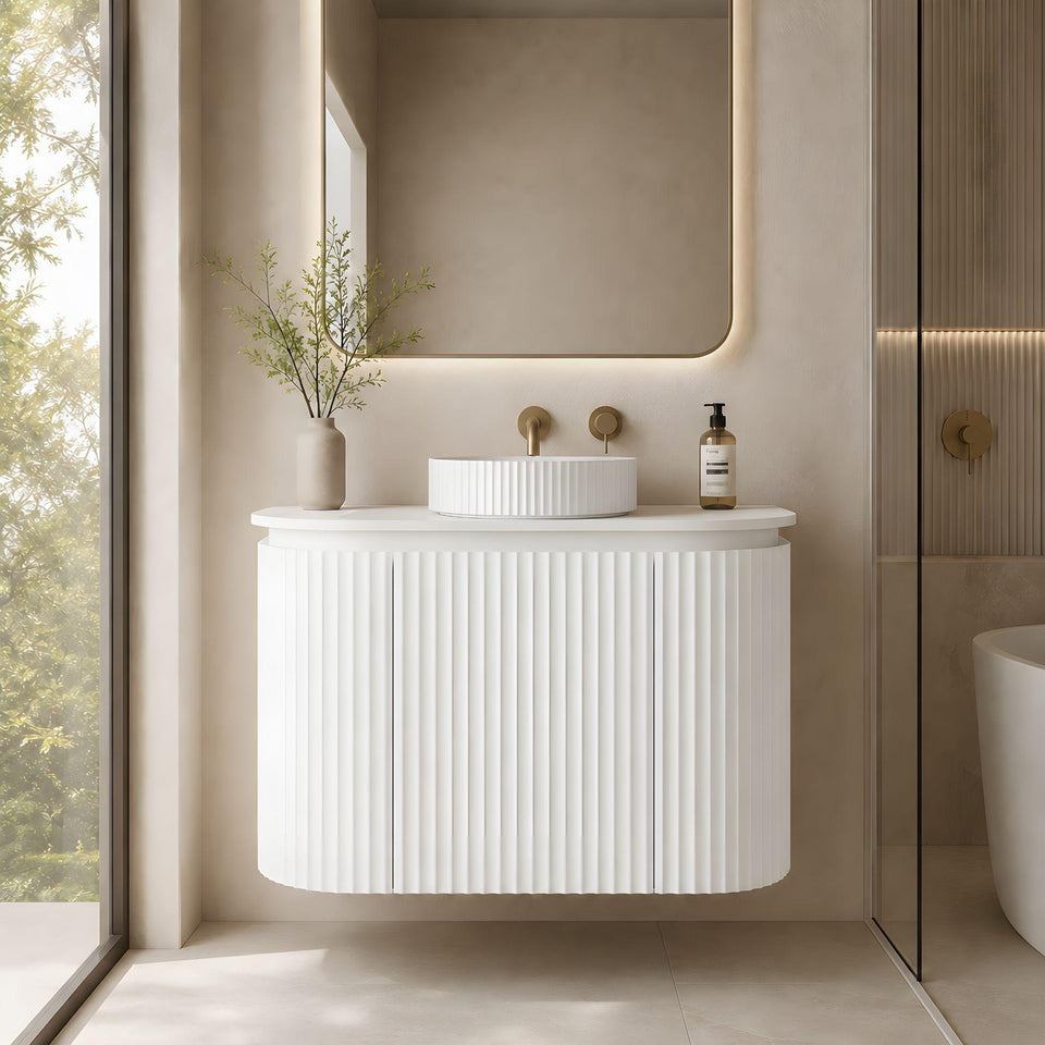 Lukka Estella 600MM Curve Single Bowl Wall Hung Vanity