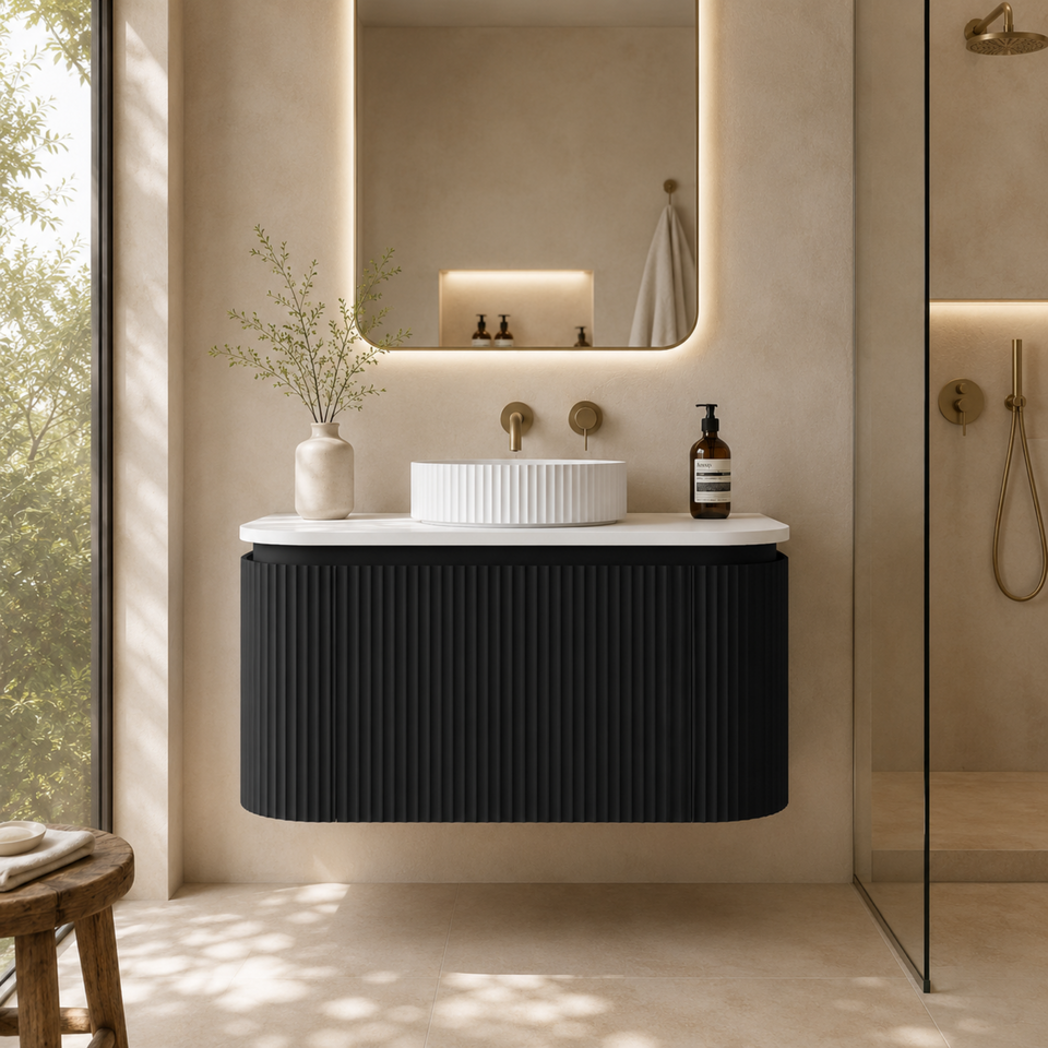 Lukka Estella 750MM Curve Single Bowl Wall Hung Vanity
