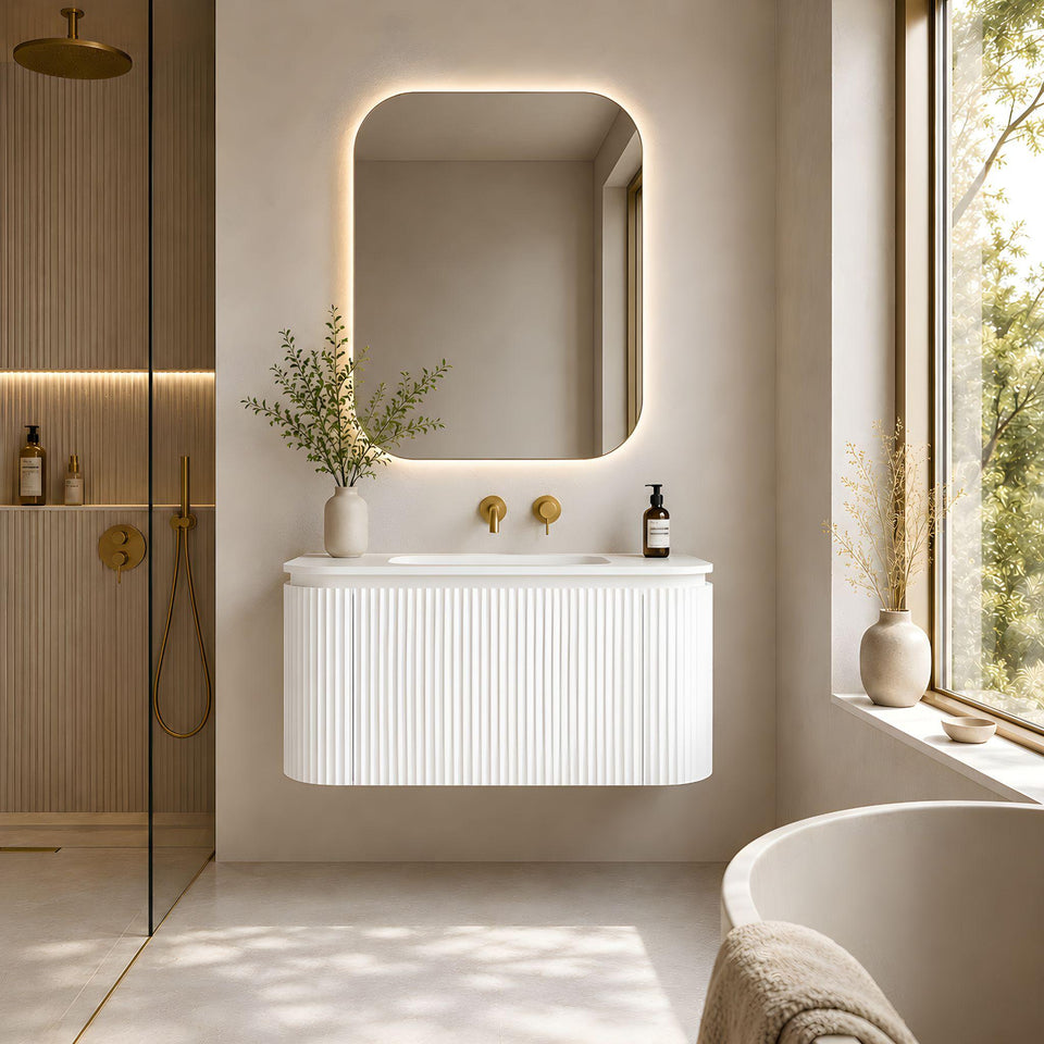 Lukka Estella 900MM Curve Single Bowl Wall Hung Vanity
