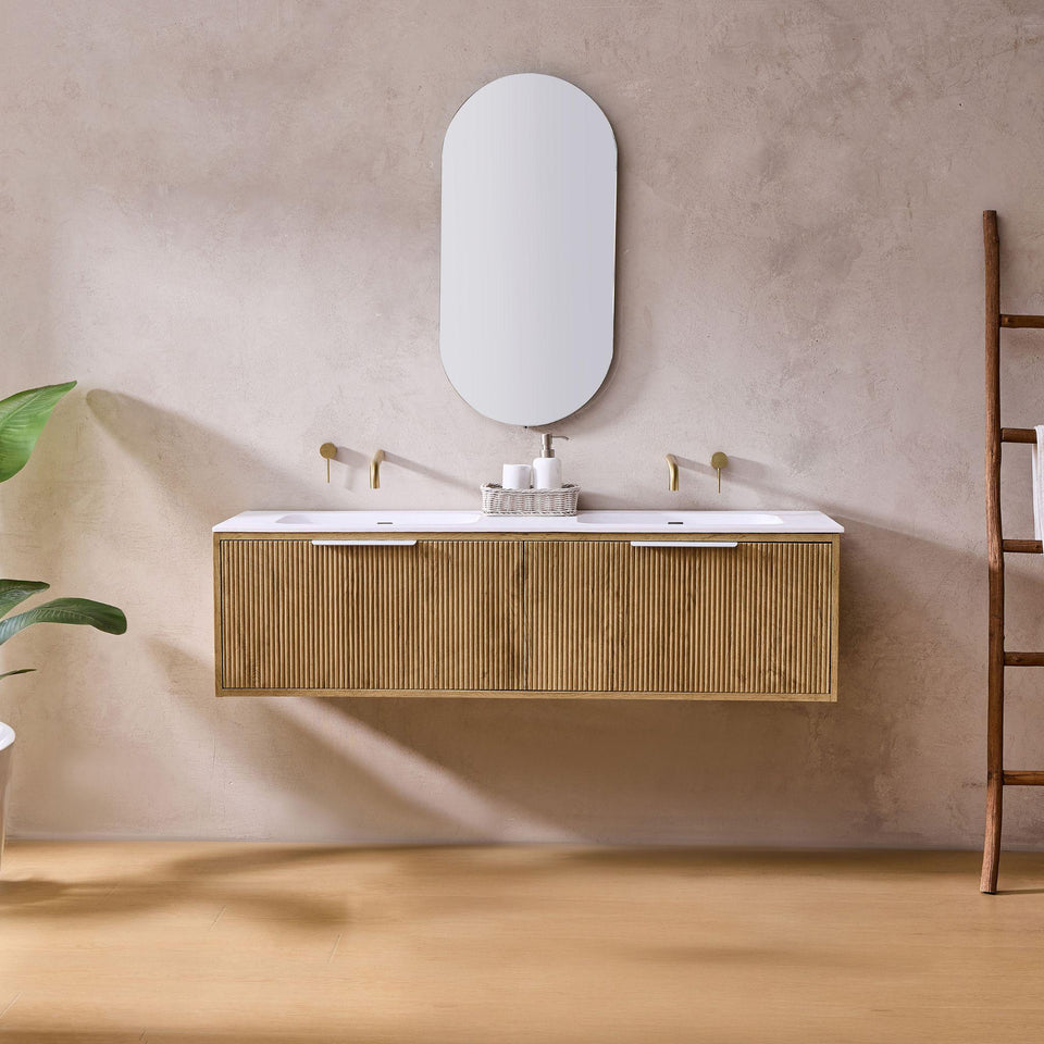 Lukka Kliff 1500MM Double Bowl Wall Hung Vanity - Prime Oak (LK-MK1500W-PO)