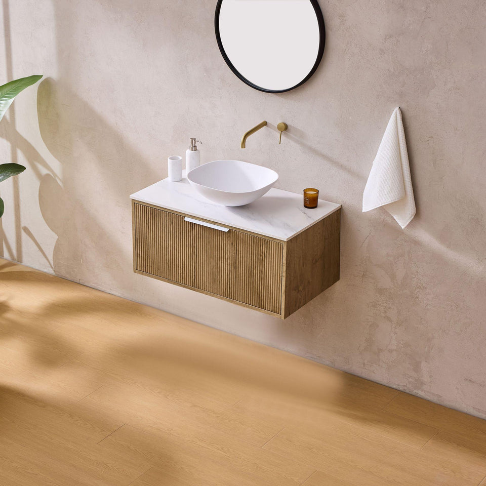 Lukka Kliff 900MM Single Bowl Wall Hung Vanity - Prime Oak (LK-MK900W-PO)
