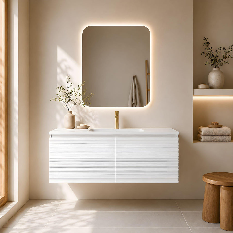 Lukka Sedona 1200MM Single Bowl Wall Hung Vanity - Matte White (LK-MS1221W-MW)