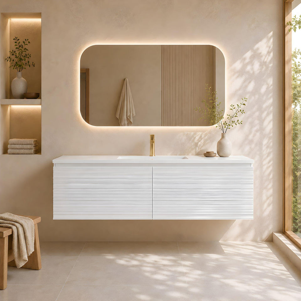 Lukka Sedona 1500MM Single Bowl Wall Hung Vanity - Matte White (LK-MS1521W-MW)