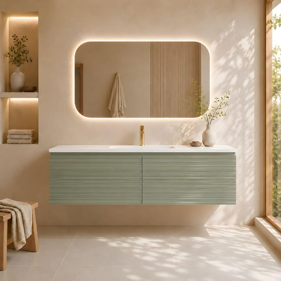 Lukka Sedona 1500MM Single Bowl Wall Hung Vanity - Olive Green (LK-MS1521W-OG)