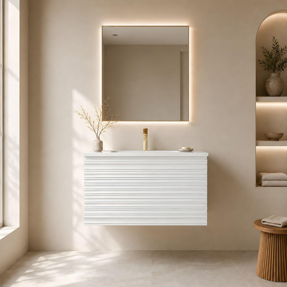 Lukka Sedona 600MM Single Bowl Wall Hung Vanity - Matte White (LK-MS600W-MW)