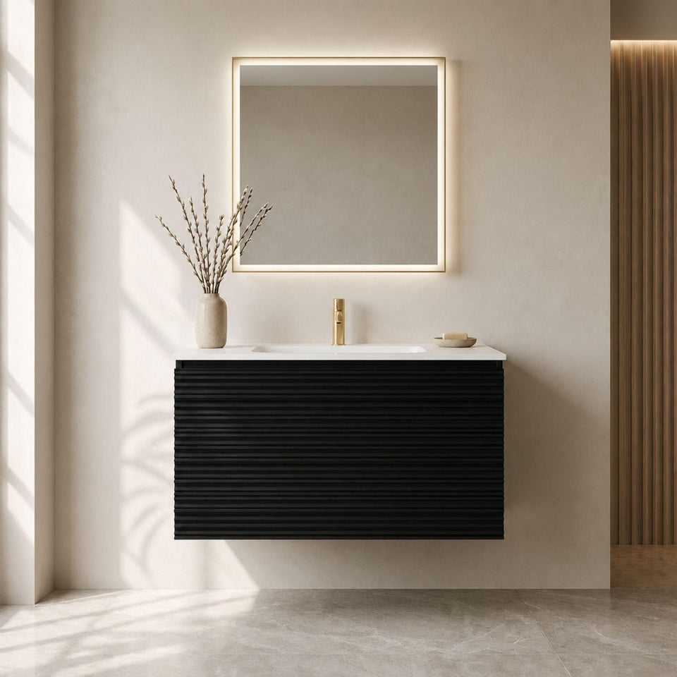 Lukka Sedona 750MM Single Bowl Wall Hung Vanity - Matte Black (LK-MS750W-MB)