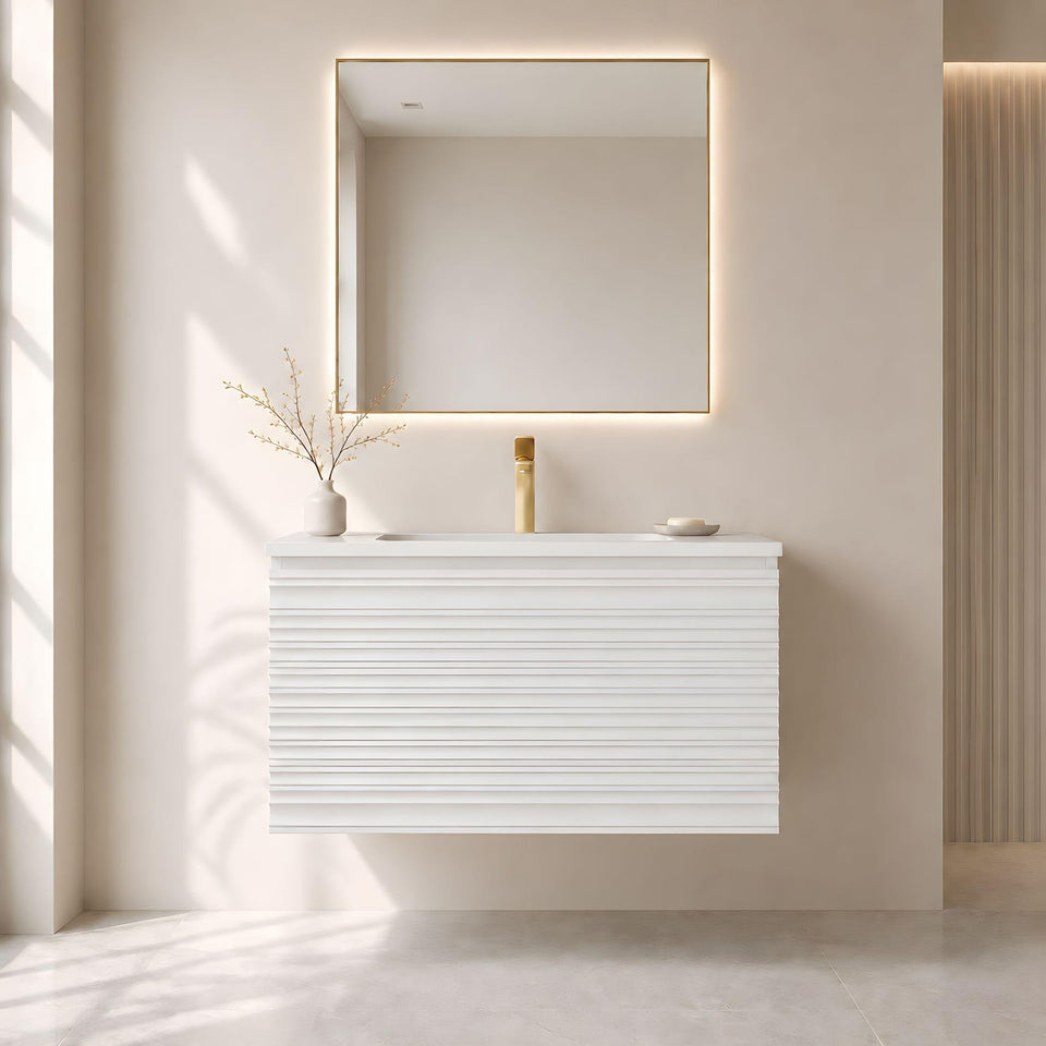Lukka Sedona 750MM Single Bowl Wall Hung Vanity - Matte White (LK-MS750W-MW)