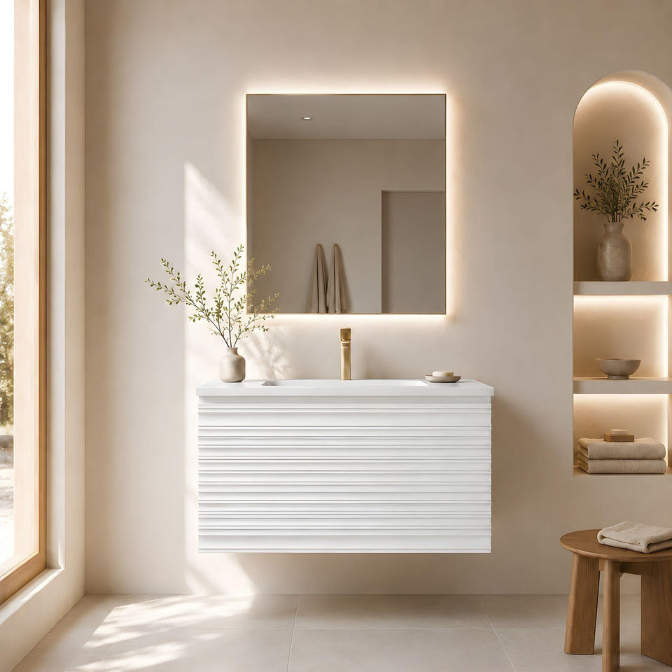 Lukka Sedona 900MM Single Bowl Wall Hung Vanity - Matte White (LK-MS900W-MW)