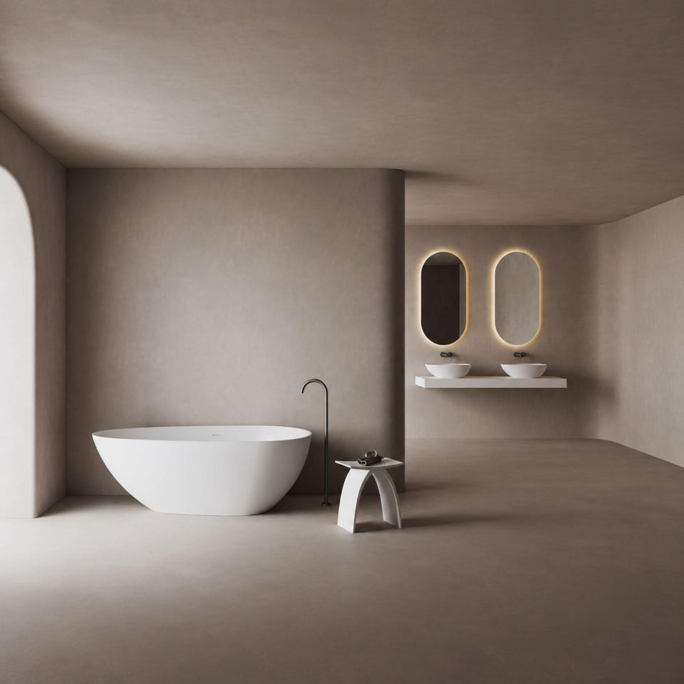 LUKKA NOVA SLIM FREESTANDING BATHTUB OVERFLOW GLOSS WHITE 1690MM