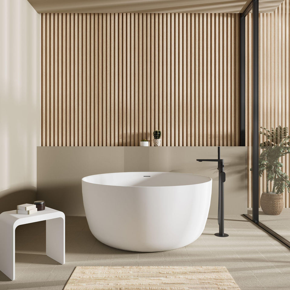 LUKKA OLLEY FREESTANDING BATHTUB OVERFLOW GLOSS WHITE 1350MM
