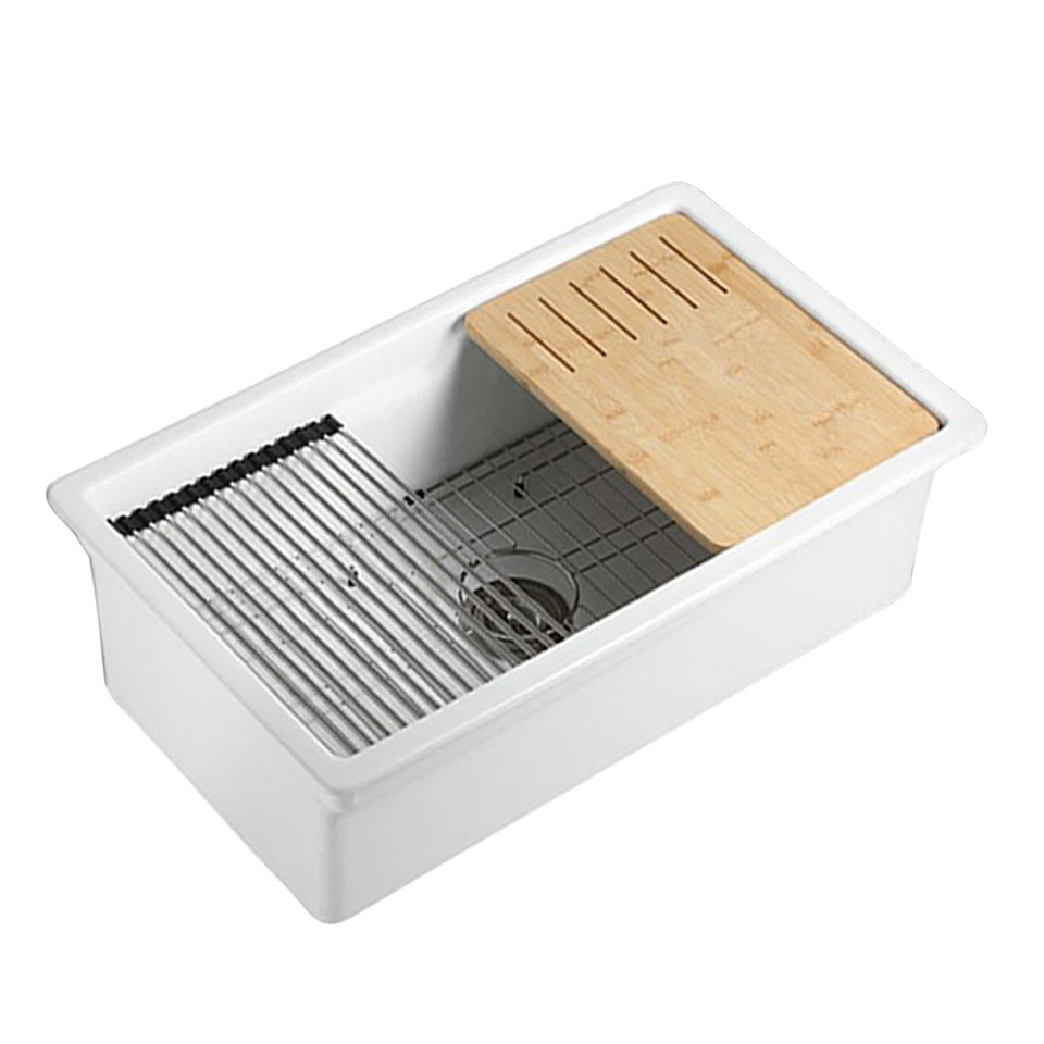 Lukka Vorona Inset and Undermount Fireclay Sink 813MM