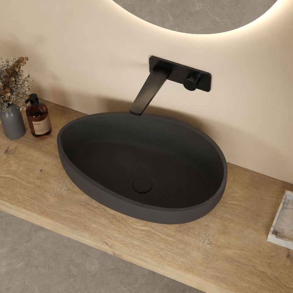 LUKKA WAVERTON ABOVE COUNTER BASIN MATTE BLACK 600MM