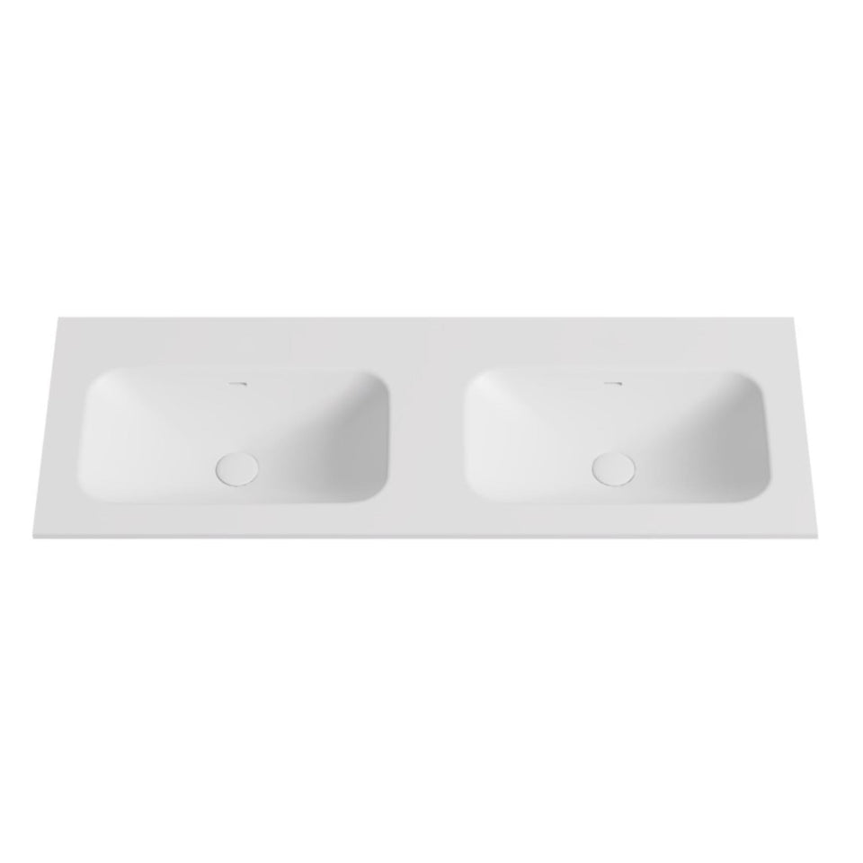 Lukka Chasey Double Bowl Vanity Undermount Top (available in Multiple Sizes) - Matte White (LK-SCH124DMW-UTH)
