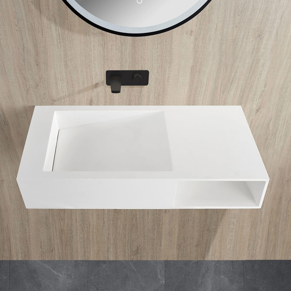 LUKKA CRETE WALL HUNG BASIN MATTE WHITE 1000MM