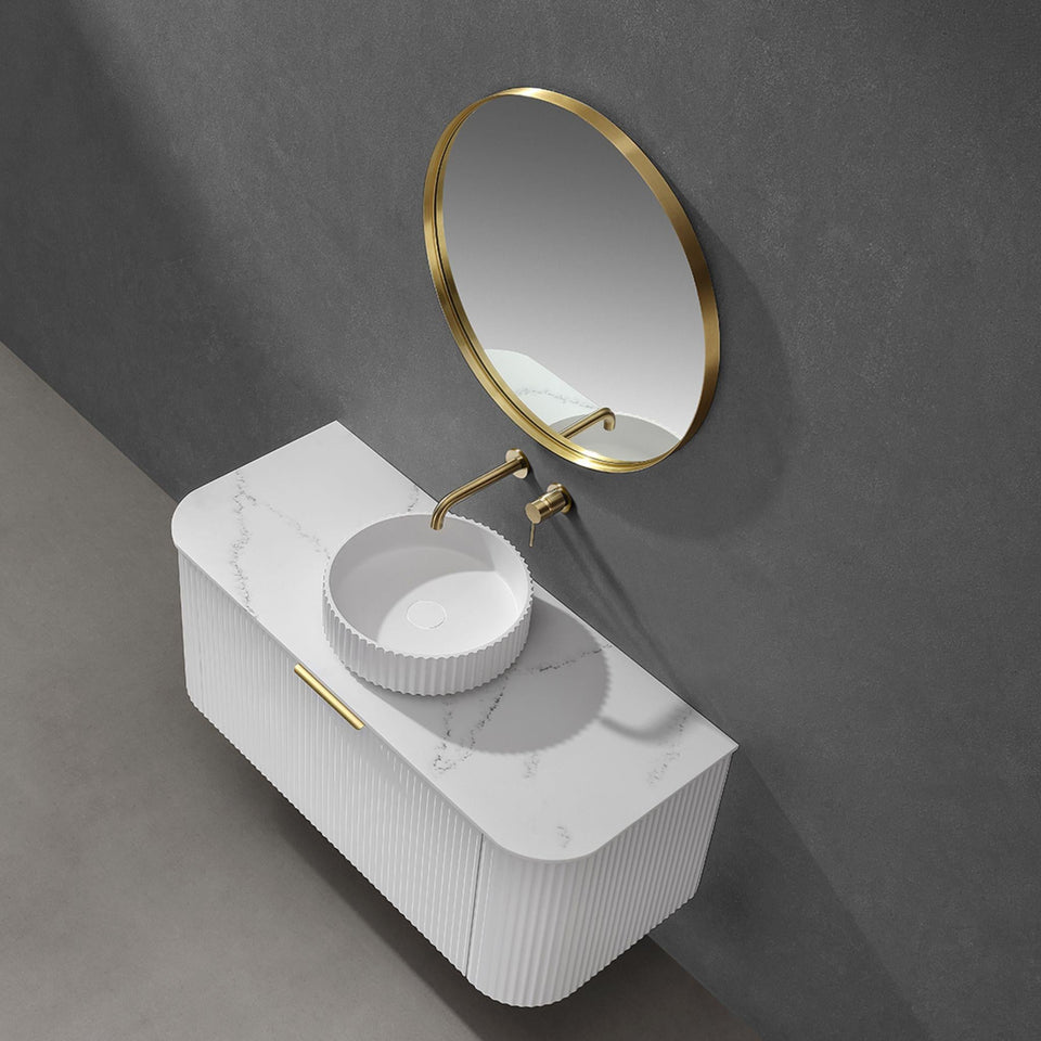 LUKKA OLLEY FLUTED ABOVE COUNTER BASIN GLOSS WHITE 400MM