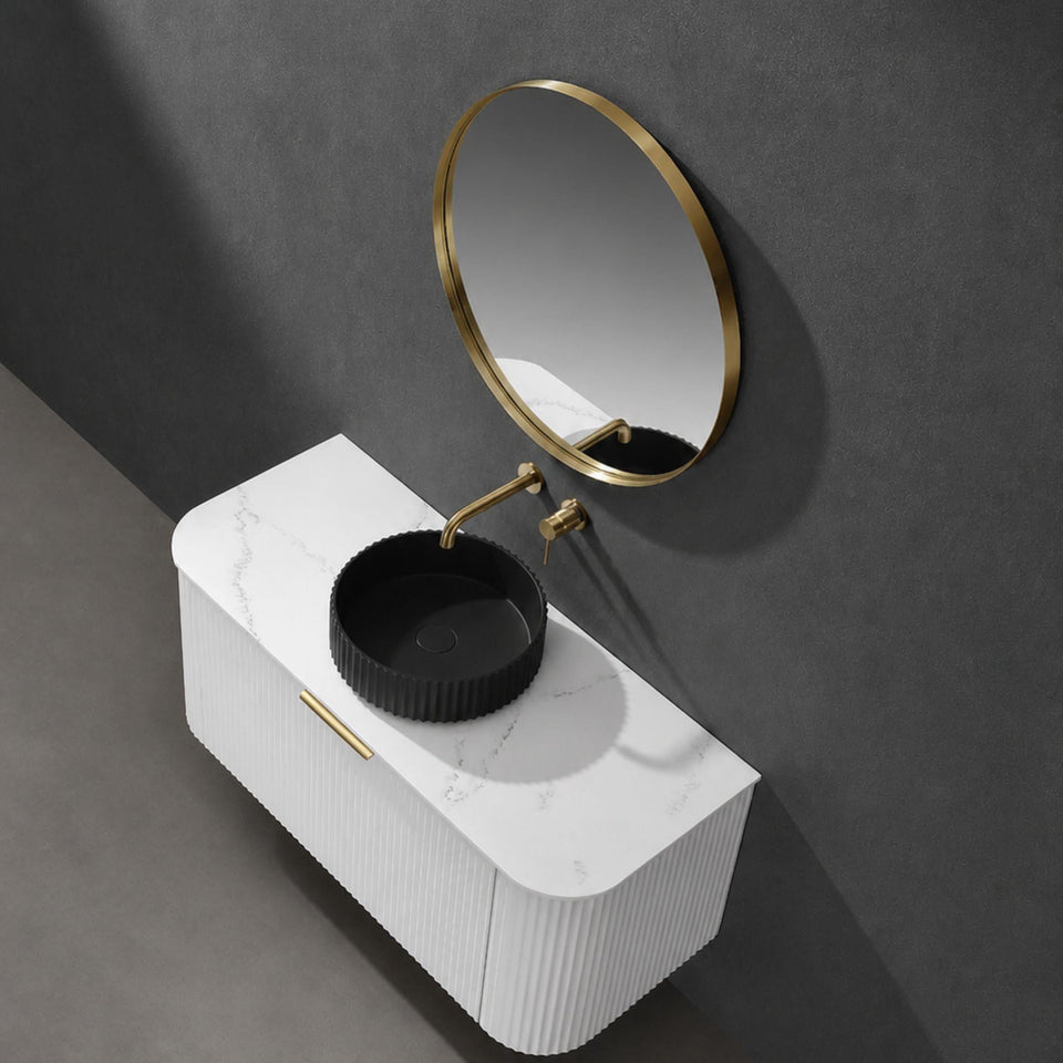 LUKKA OLLEY FLUTED ABOVE COUNTER BASIN MATTE BLACK 400MM