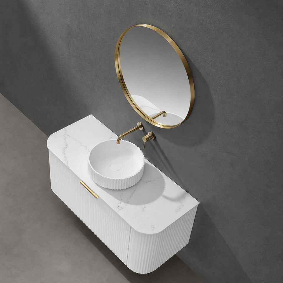 LUKKA OLLEY FLUTED ABOVE COUNTER BASIN MATTE WHITE 400MM