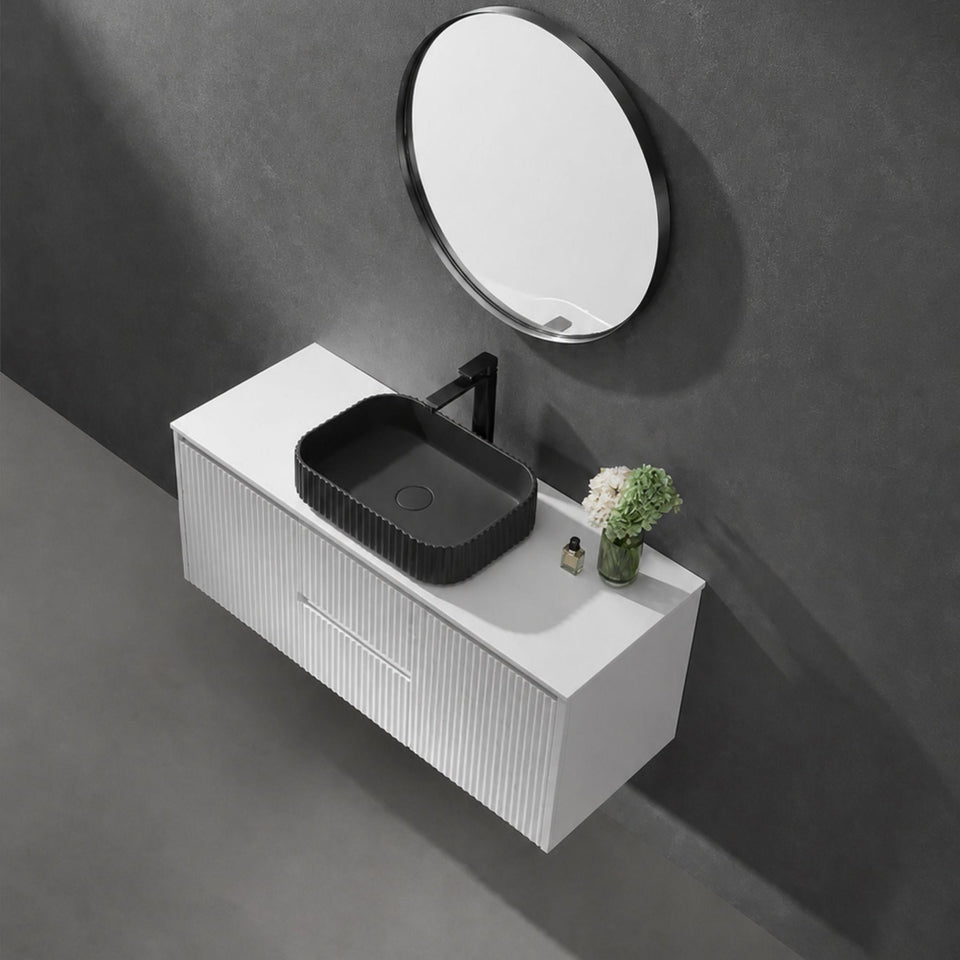 Lukka Japser Fluted Above Counter Basin 500MM - Matte Black (LK-SOA5035MB)