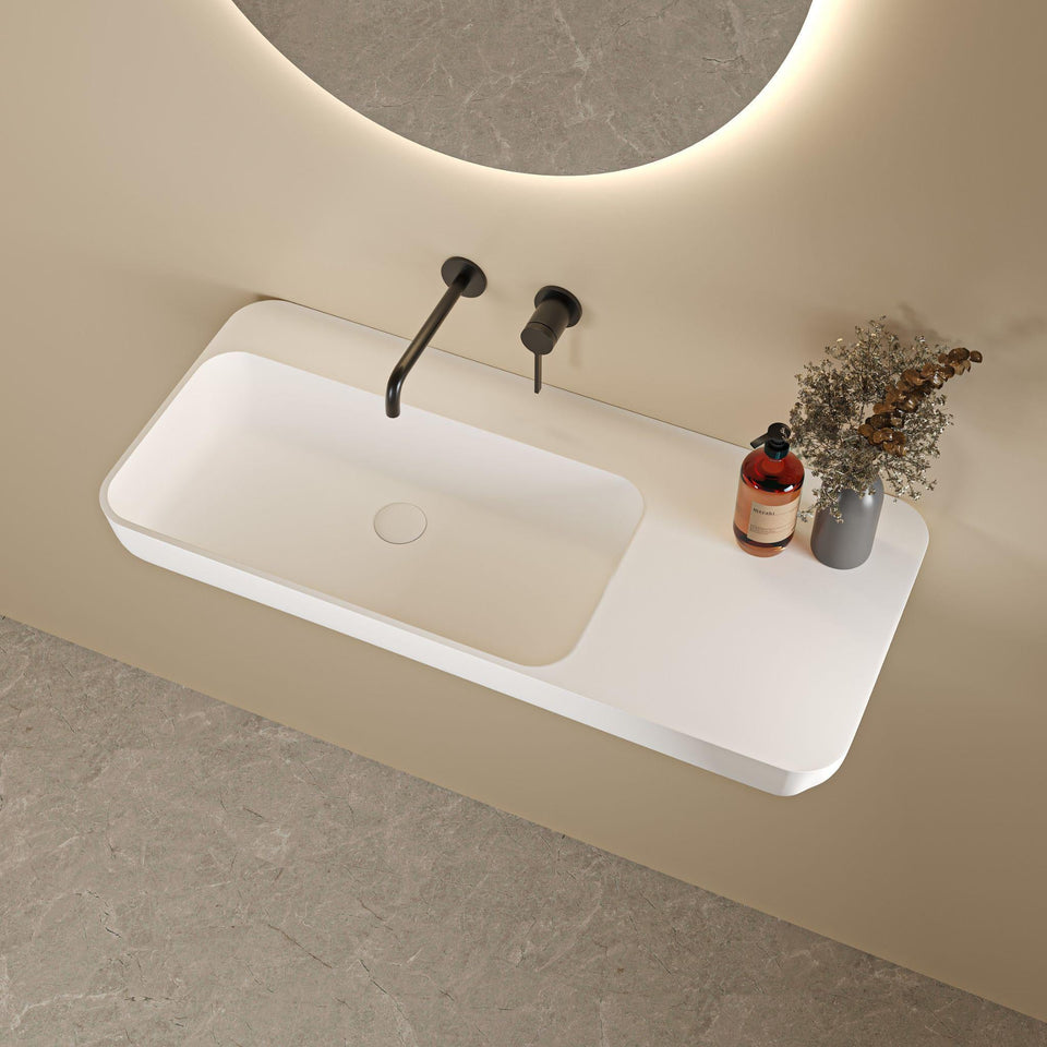 LUKKA ROCCIA WALL HUNG BASIN MATTE WHITE 900MM