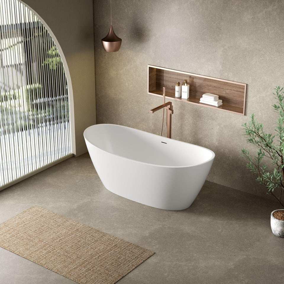 LUKKA VALLA FREESTANDING BATHTUB OVERFLOW MATTE WHITE (AVAILABLE IN 1500MM AND 1700MM)