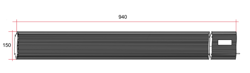 Thermogroup LO1200WB Lotus 1200W Long-Wave Outdoor Heater technical drawing (LO1200WB)