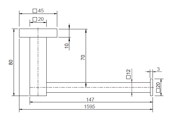 Modern National Lux Toilet Paper Holder technical drawing (LUX51-1BK)