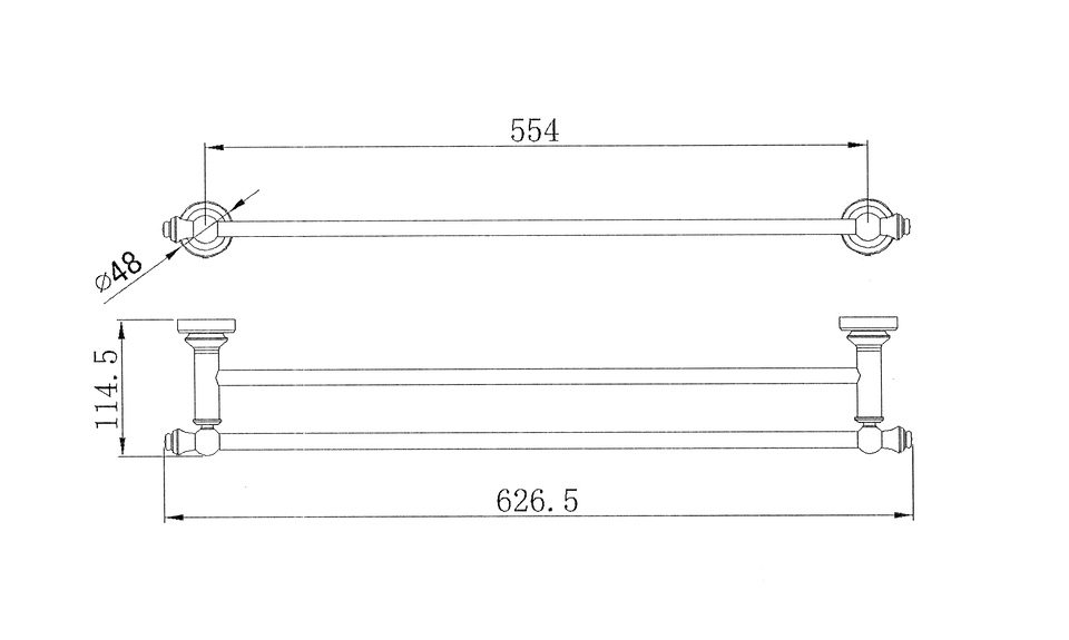 Modern National Medoc Double Towel Rail 600mm - Chrome (MED48) 2