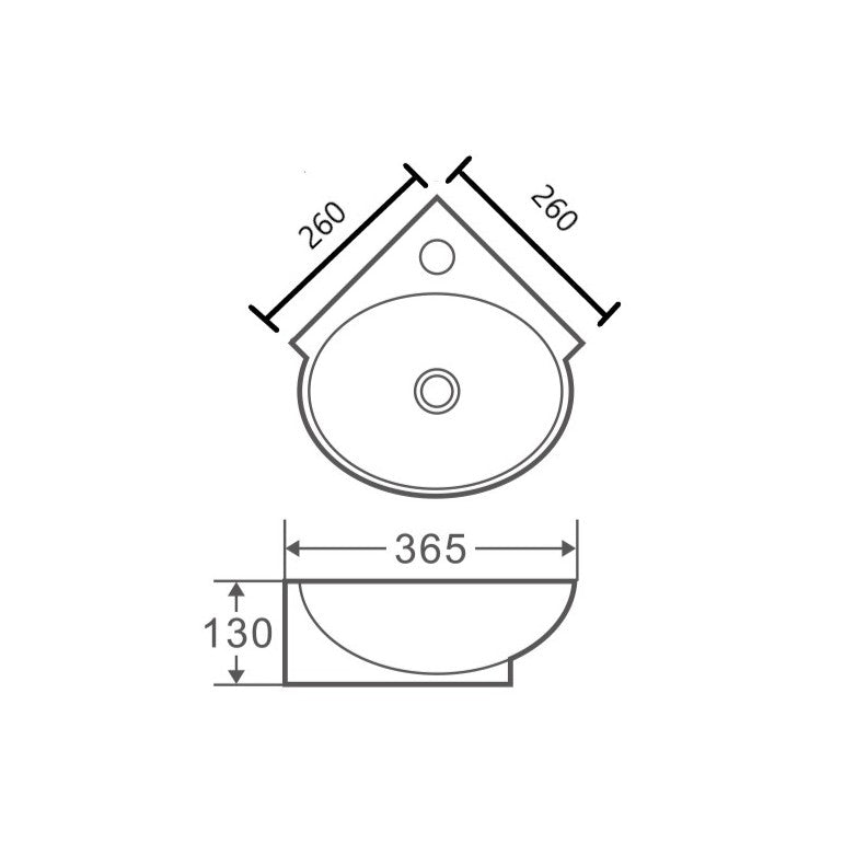 MINI 39 Compact Wall Hung Basin - MINI39drawing