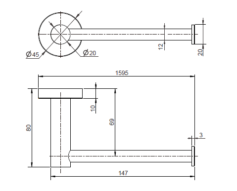 Modern National Mirage Toilet Paper Holder technical drawing (MIR51-1BK)