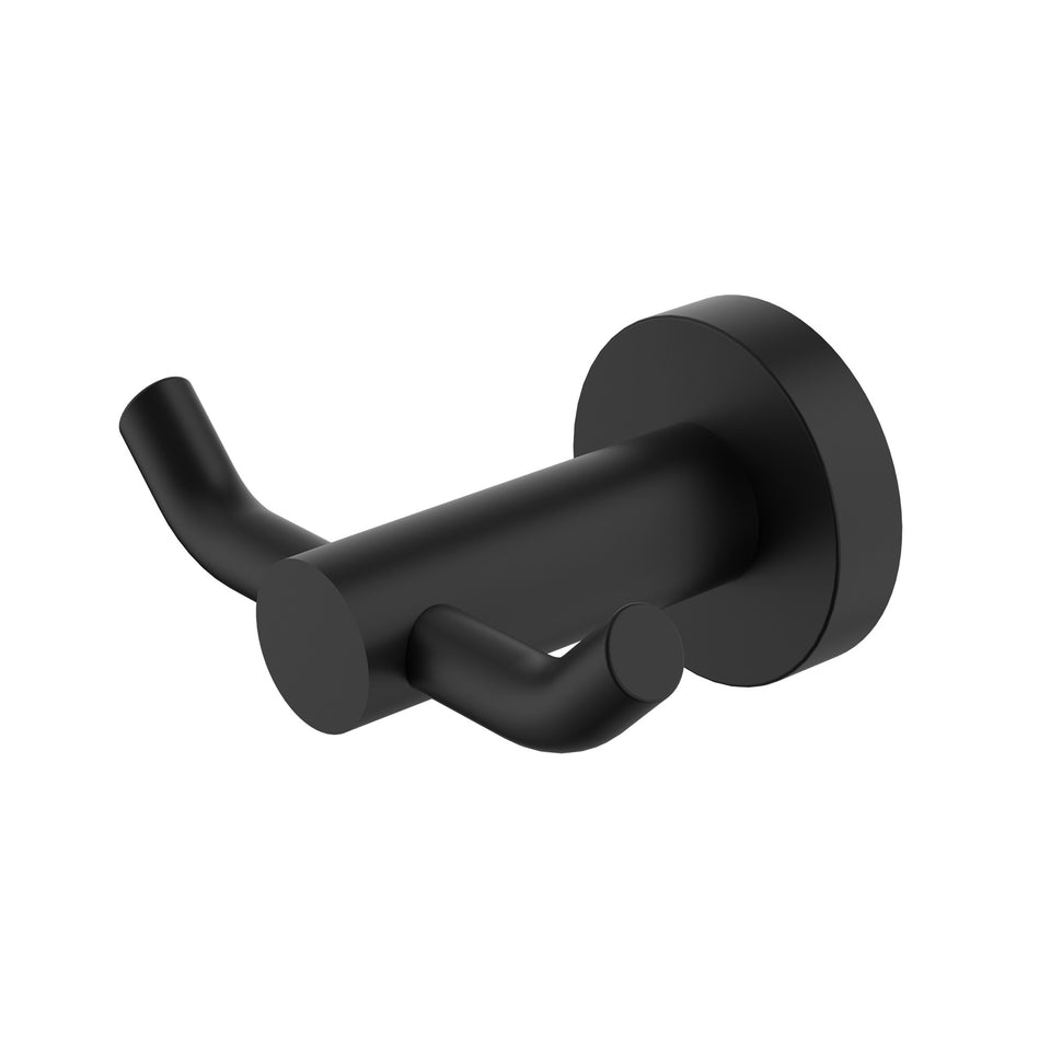 Modern National Mirage Double Robe Hook - Matte Black (MIR53-2BK)