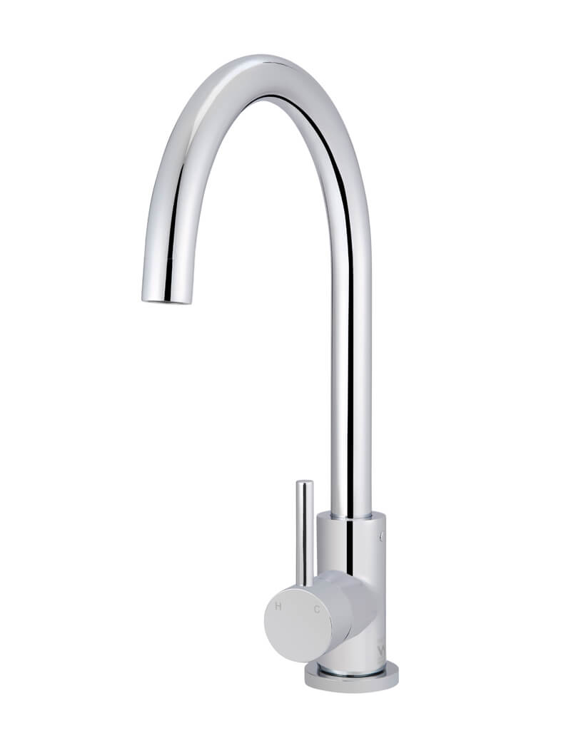 Meir Round Gooseneck Kitchen Mixer Tap - Polished Chrome (MK03-C)