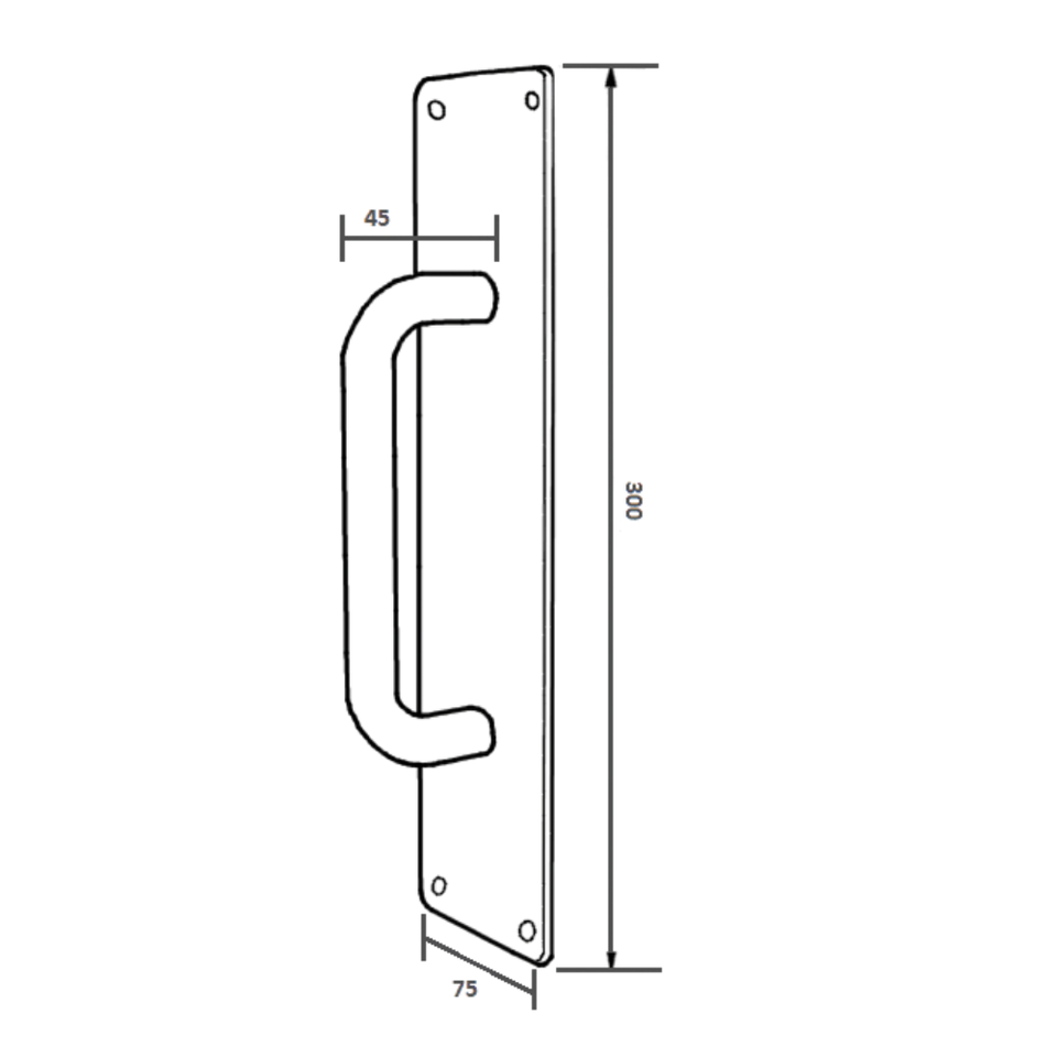 ML4059 | Pull Handle with Plate in Satin Stainless Steel