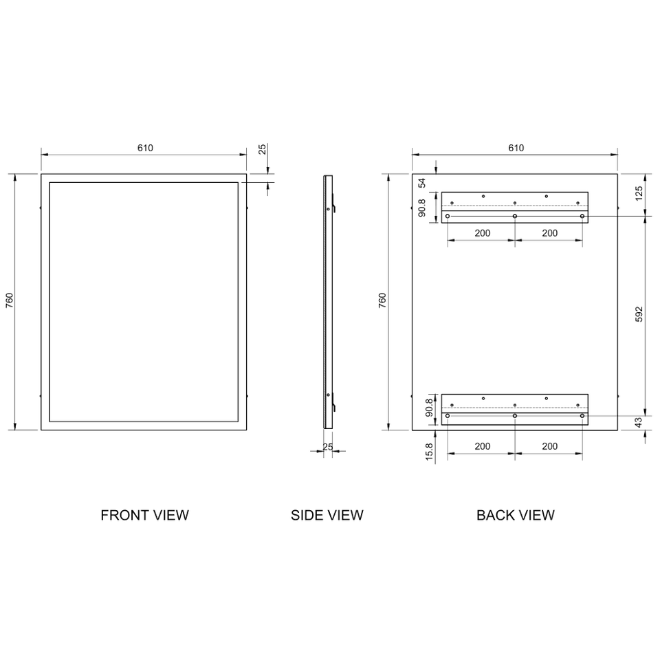 ML771_3 | 760mmH x 610mmW Framed Mirror in Satin Stainless Steel