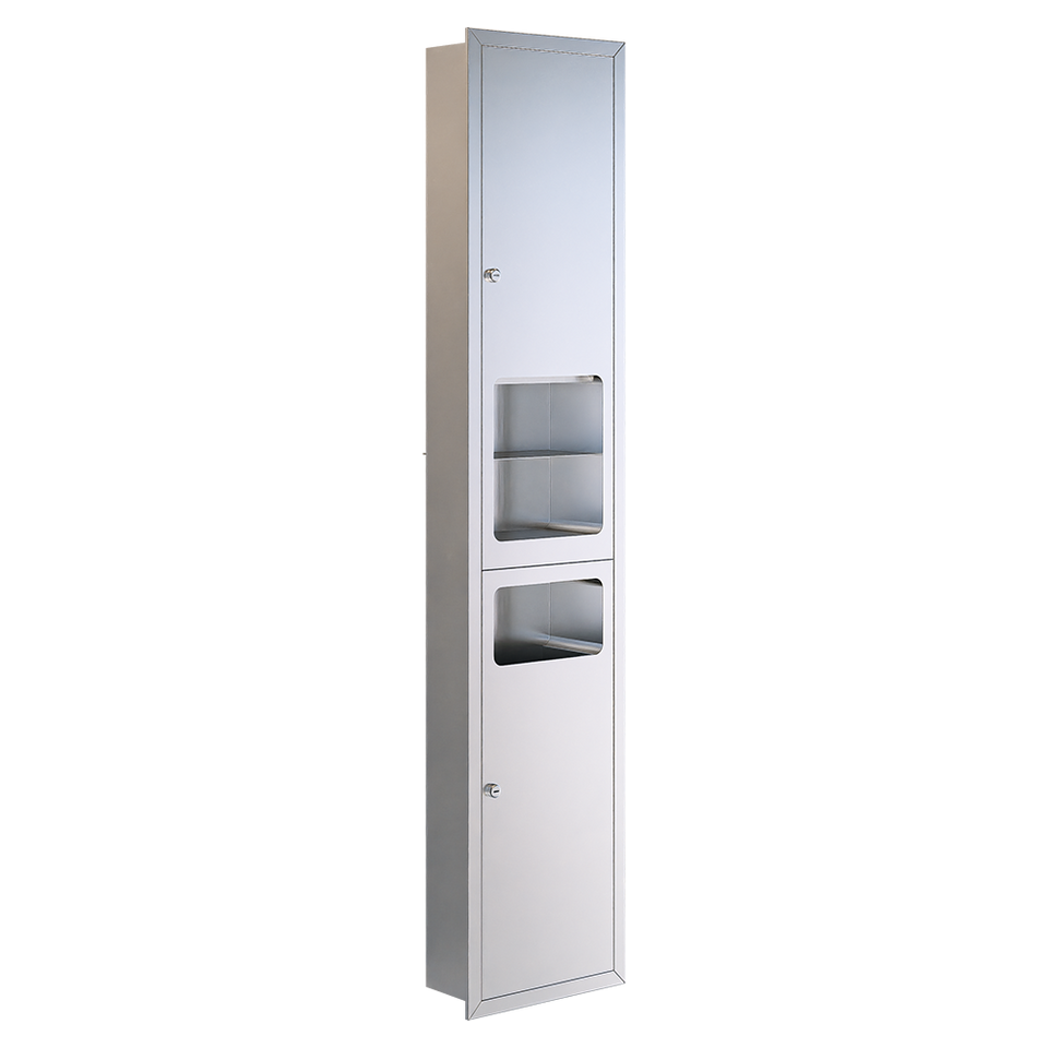 ML_ECLIPSE_3N1REC_D | Accessible Paper Towel Dispenser, Hand Dryer & Waste Receptacle - Recessed in Satin Stainless Steel