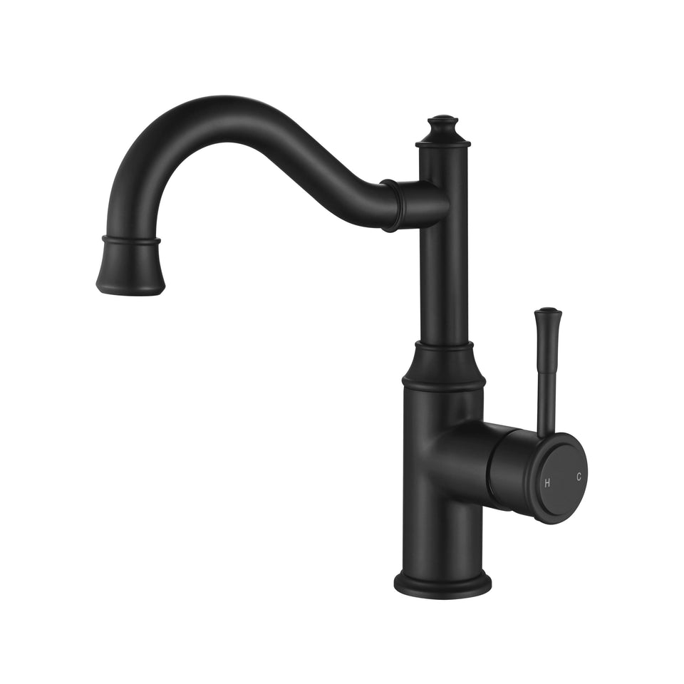 Modern National Montpellier Shepherd’s Crook High Rise Basin Mixer - Matte Black (MON002-1BK)
