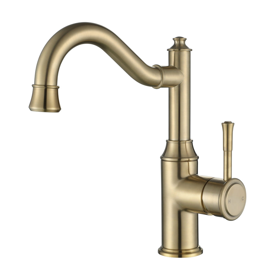 Modern National Montpellier Shepherd’s Crook High Rise Basin Mixer - Brushed Bronze (MON002-1BM)